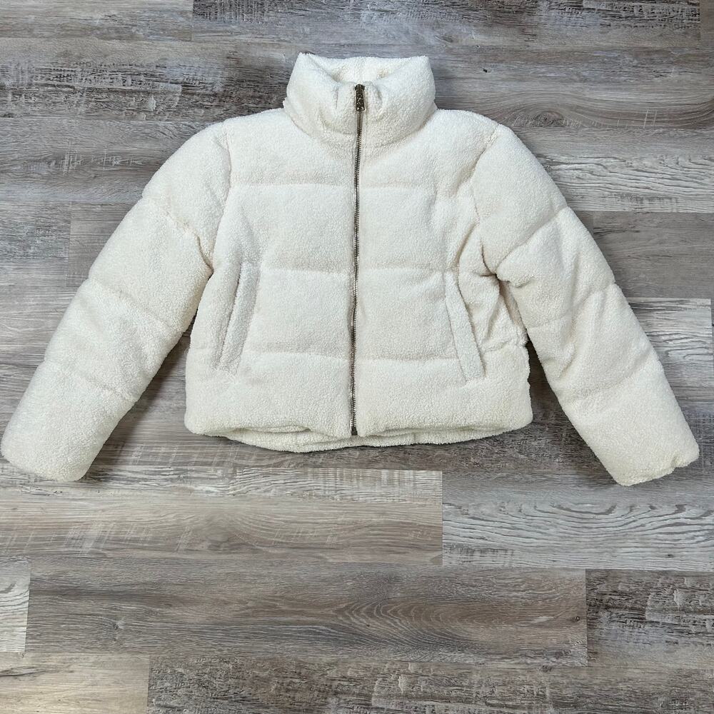 Juicy Couture Cream Sherpa Puffer Jacket Y2K Snow Bunny Après Ski Coquette XL